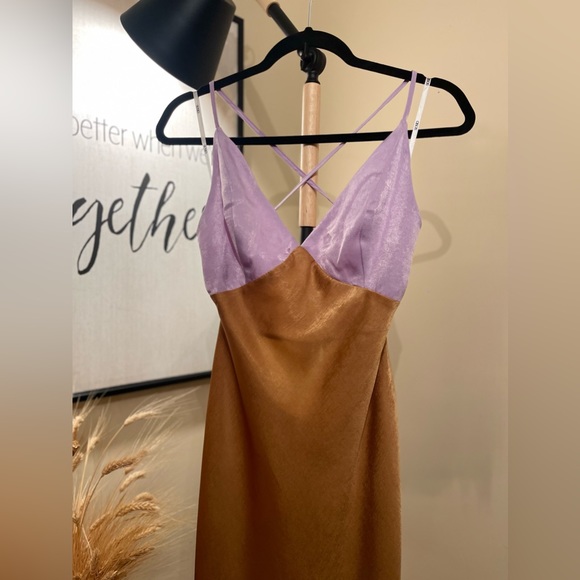 ASOS Maxi Gold and Lilac Color Dress - Picture 4 of 13